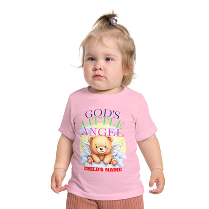 Baby T-Shirt — "God's Little Angel" Cute Winged Bear Personalized Tee