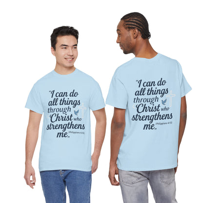 Inspirational Christian T-Shirt - "I Can Do All Things Through Christ" Bible Verse Tee