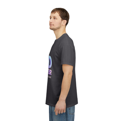 God Greater Gradient Tee — Soft Blue & Lilac Faith Shirt