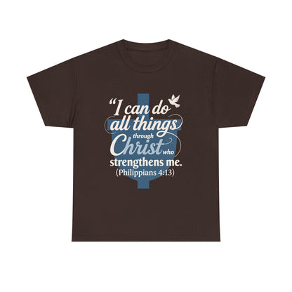 Philippians 4:13 Cotton Tee — "I Can Do All Things" Christian Prayer T-Shirt