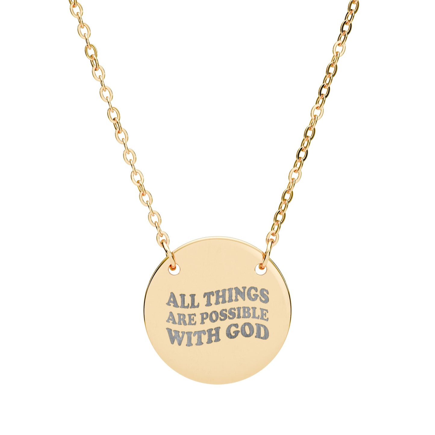 Engraved 'GOD' Circle Necklace — Religious Pendant Gift
