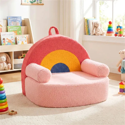 Red Kids Sofa Soft Teddy Fleece Foam Couch 84af4b77fce78ad5c923442e3d747c48