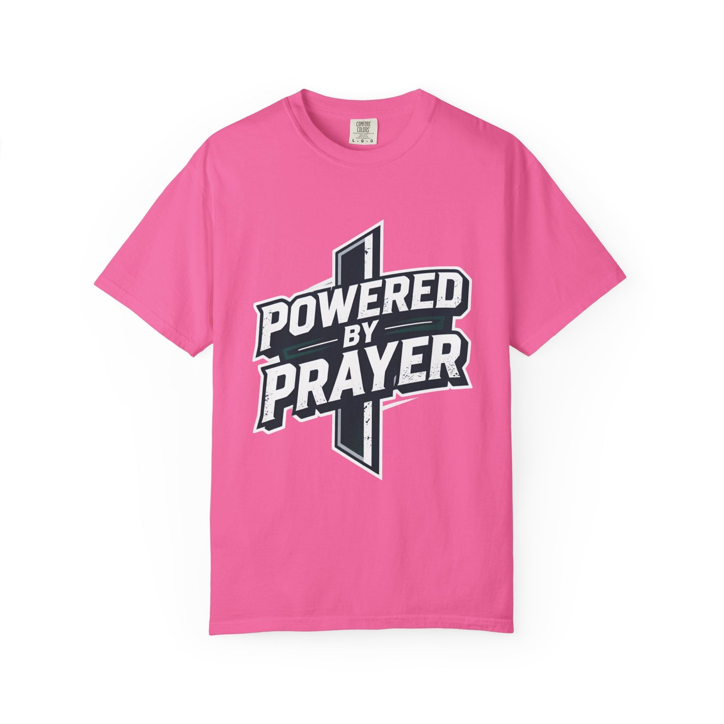 Powered by Prayer T‑Shirt — Faith Graphic Tee with Cross