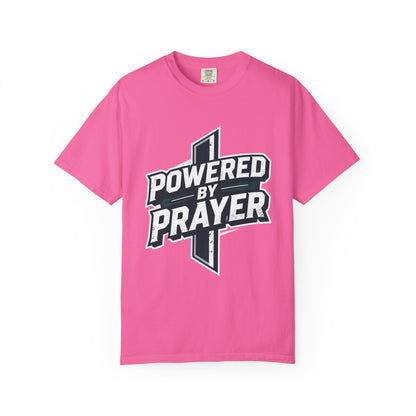 Powered by Prayer T‑Shirt — Faith Graphic Tee with Cross