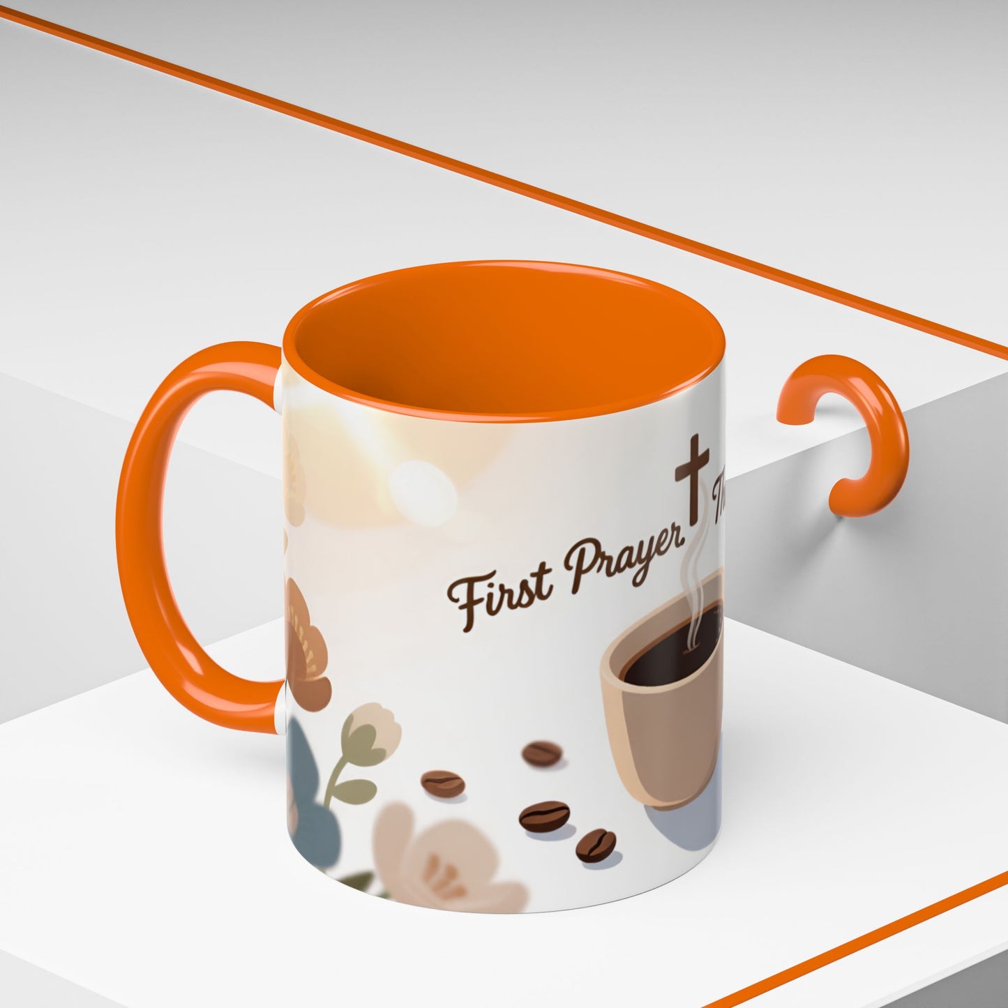 Prayer Then Coffee Mug — Christian Scripture Coffee Cup (1 Thessalonians 5:17) (Multi Color )