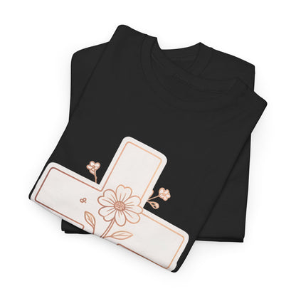 Floral Cross Tee — Delicate Bloom Christian T-Shirt