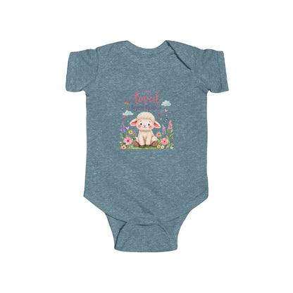 Personalized Infant Bodysuit — "I Am Loved" Bunny Floral Baby Onesie