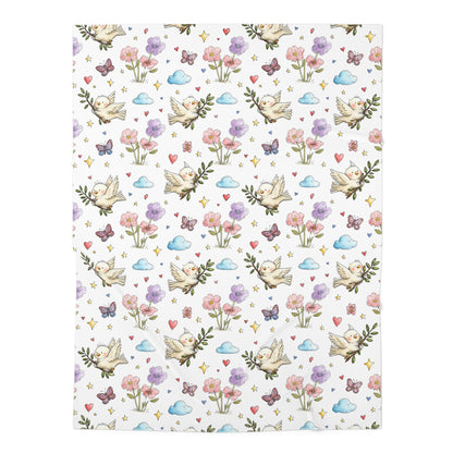 Baby Swaddle Blanket - Whimsical Birds & Floral Pattern Soft Newborn Wrap