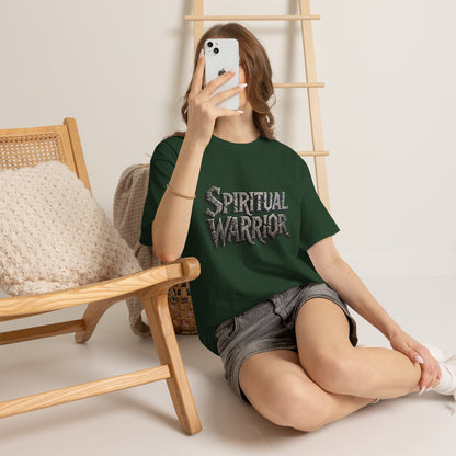 Spiritual Warrior T-Shirt — Gothic Lettering Faith & Strength Tee
