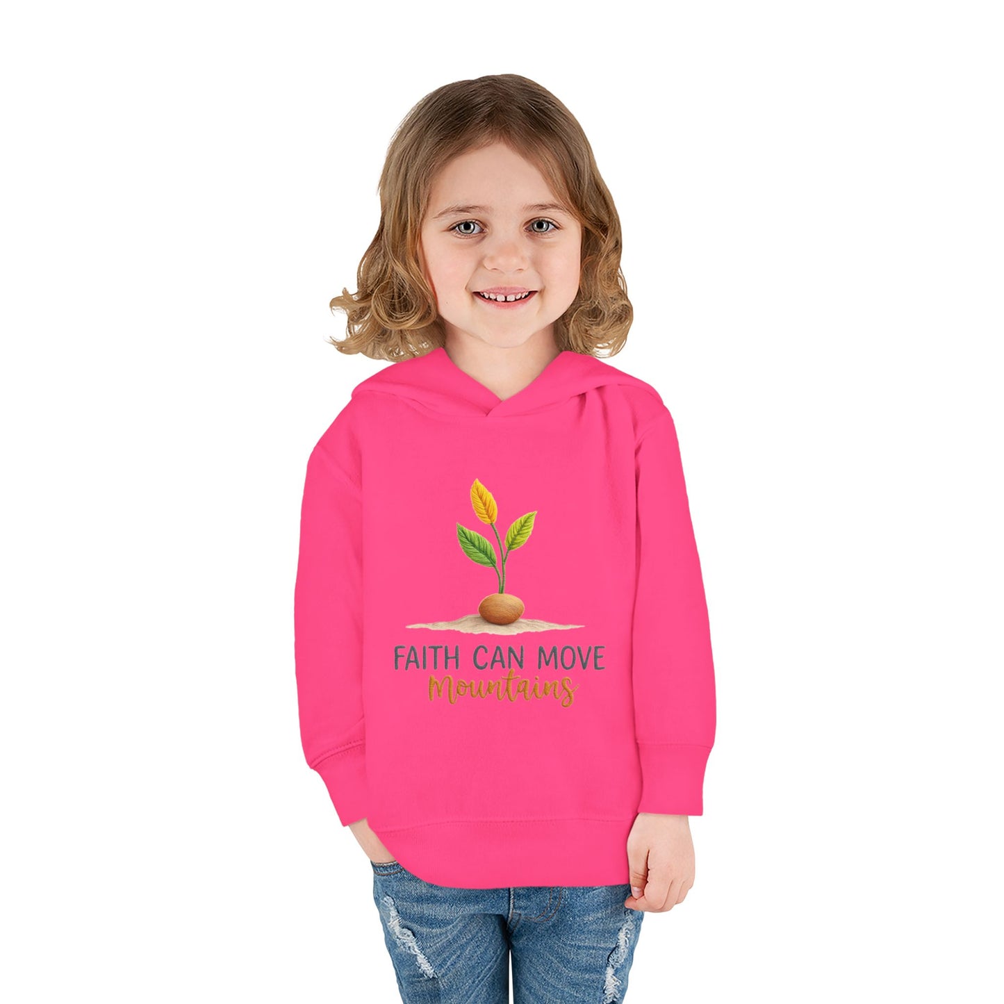 Toddler Hoodie - "Faith Can Move Mountains" Plant Graphic