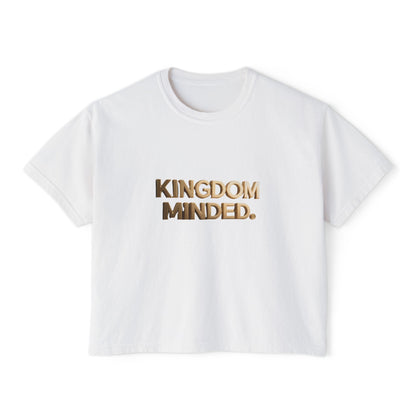 Kingdom Minded Boxy Tee — Women's Faith-Inspired Cropped T-Shirt