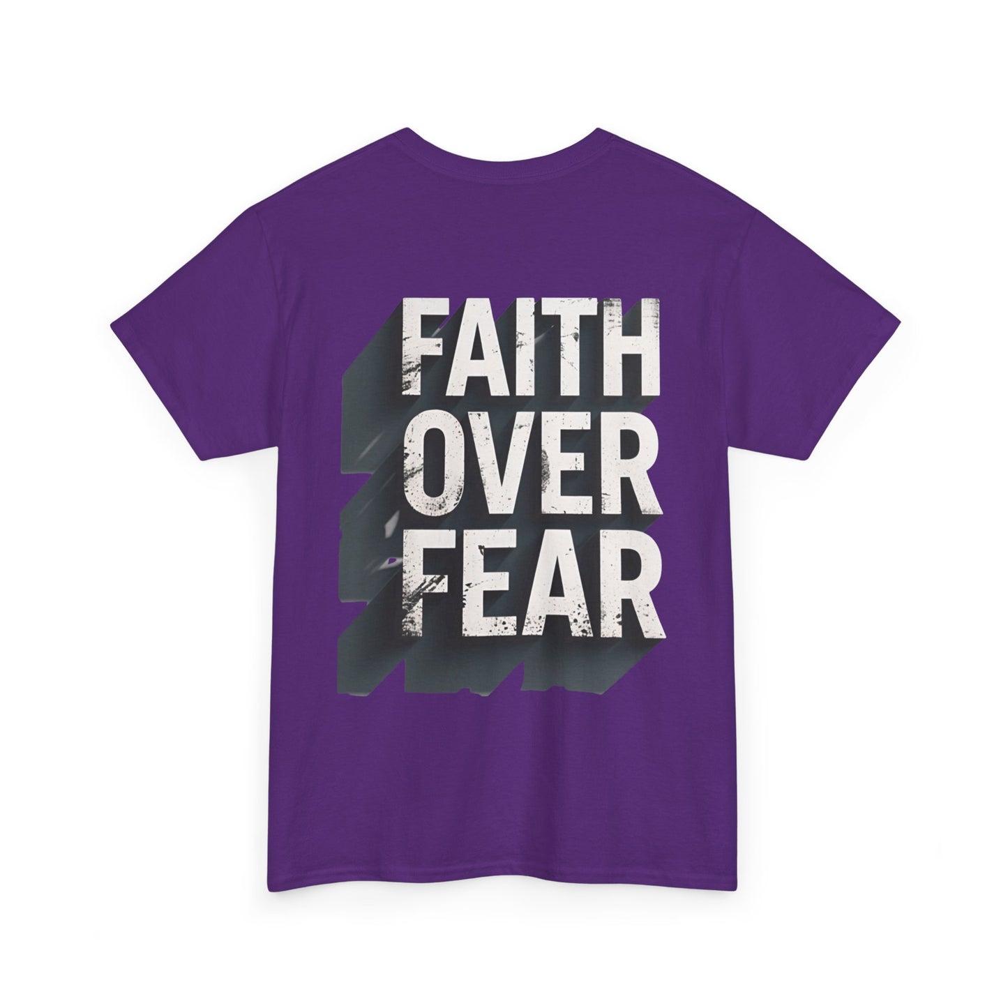 Faith Over Fear Cotton Tee — Distressed Inspirational Graphic