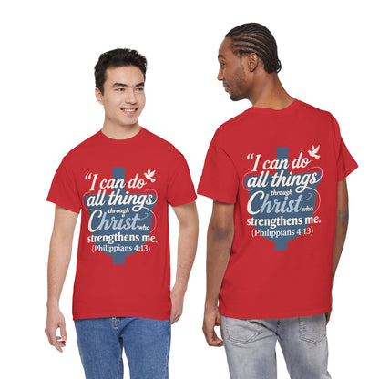 Philippians 4:13 Cotton Tee — "I Can Do All Things" Christian Prayer T-Shirt