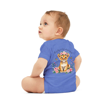 Baby Onesie - Floral Lion Cub "Wild and Wonderful" Personalized Infant Bodysuit