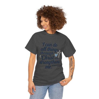 Inspirational Christian T-Shirt - "I Can Do All Things Through Christ" Bible Verse Tee
