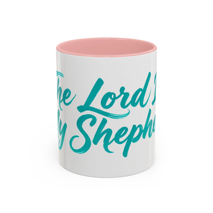 Scripture Accent Coffee Mug — Teal Hand-Lettered Encouragement (11/15 oz)