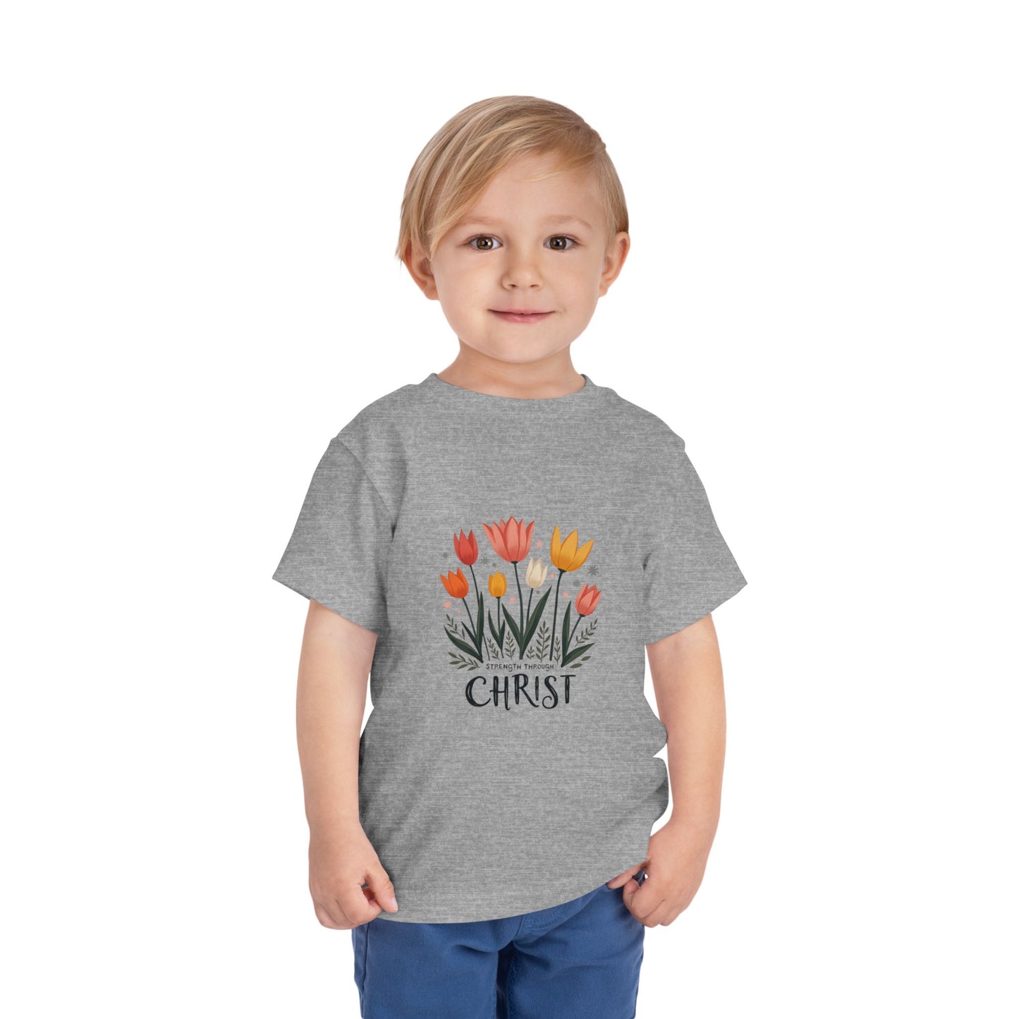 Cute Tulip Floral Christ Tee for Toddlers | Daily Faith Inspiration | Ideal Gift for Kids