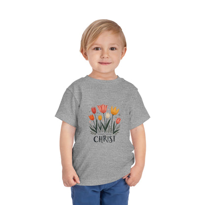 Cute Tulip Floral Christ Tee for Toddlers | Daily Faith Inspiration | Ideal Gift for Kids