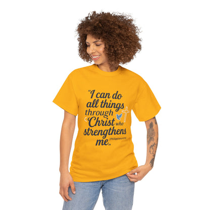 Inspirational Christian T-Shirt - "I Can Do All Things Through Christ" Bible Verse Tee