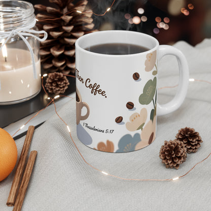 Morning Prayer Ceramic Mug — "Start with Prayer" 11oz Coffee Cup