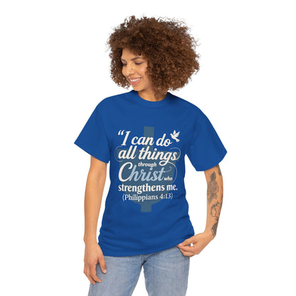 Philippians 4:13 Cotton Tee — "I Can Do All Things" Christian Prayer T-Shirt