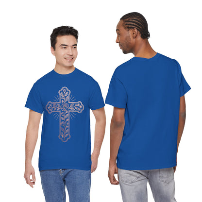 Floral Cross Tee – Delicate Pink Botanical Christian T-Shirt