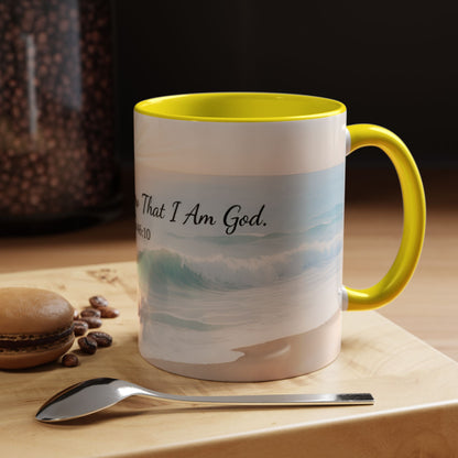 Psalm 46:10 Ocean Coffee Mug – "Be Still and Know That I Am God" Inspirational Ceramic