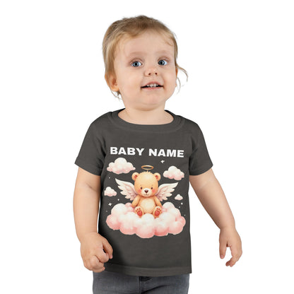Personalized Toddler T-Shirt — Cute Angel Bear on Cloud (Custom "Baby Name")