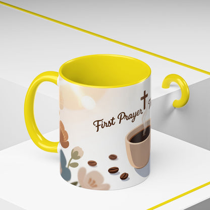 Prayer Then Coffee Mug — Christian Scripture Coffee Cup (1 Thessalonians 5:17) (Multi Color )