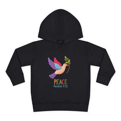 Toddler Hoodie — Colorful Peace Dove with Olive Branch & “PEACE Genesis 9:13”