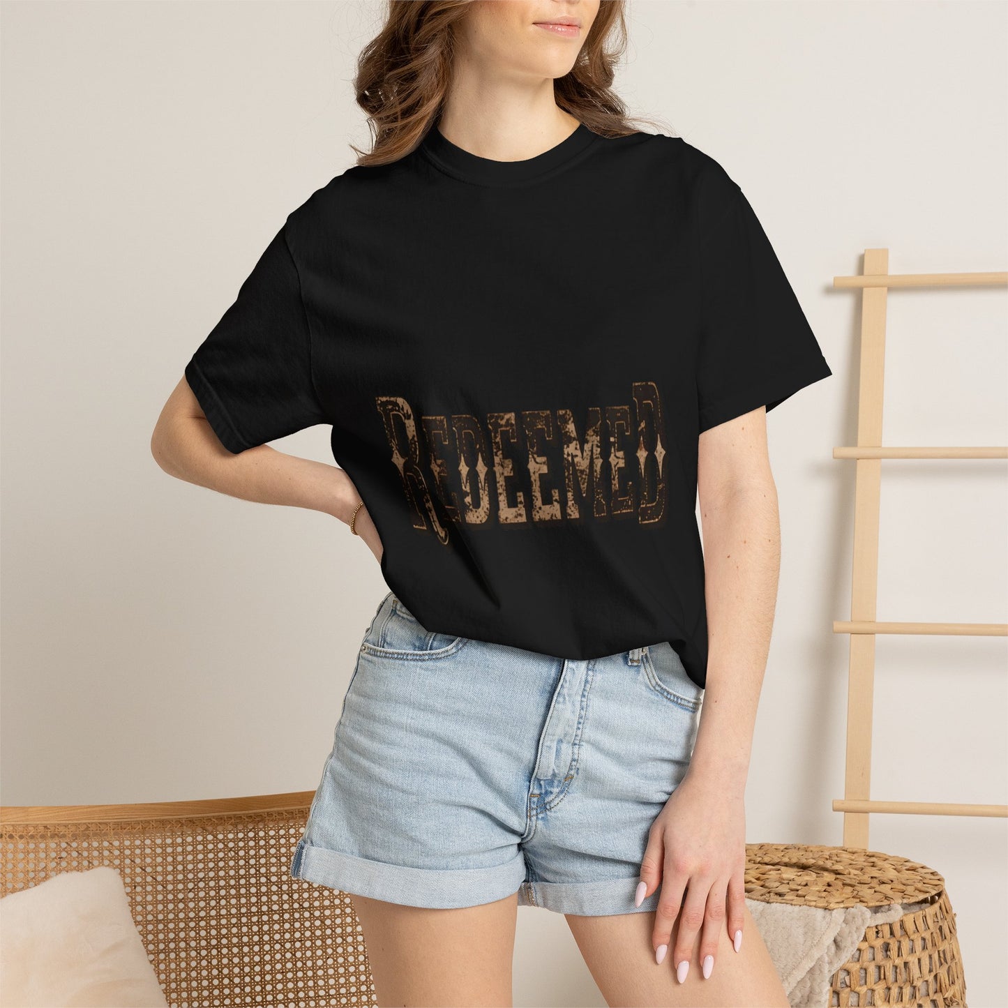 Garment-Dyed Statement Tee — Bold Single-Word Typographic Front