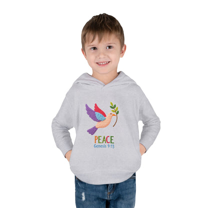 Toddler Hoodie — Colorful Peace Dove with Olive Branch & “PEACE Genesis 9:13”