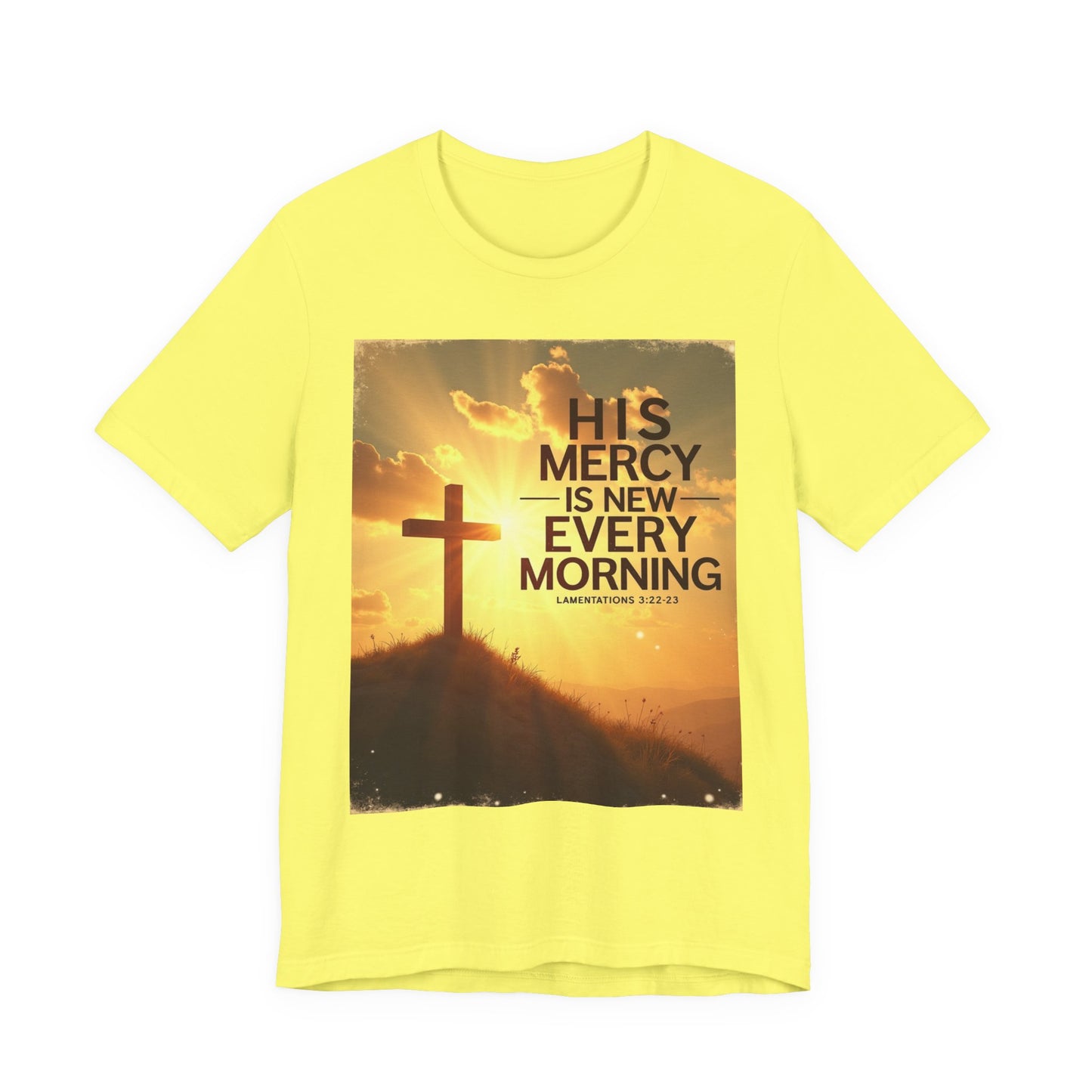 His Mercy Is New Every Morning T-Shirt | Christian Cross Sunrise Scripture | Meaningful Gift for Believers in Christ