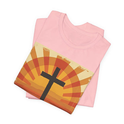 Jesus Saves Cross tee | Christian faith shirt, sunrise graphic | Perfect Gift for Mom and Dad | Friends and Family Shirt