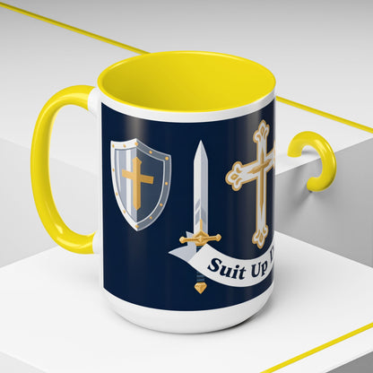 Christian Knight Coffee Mug — “Suit Up Daily” Accent Ceramic Mug