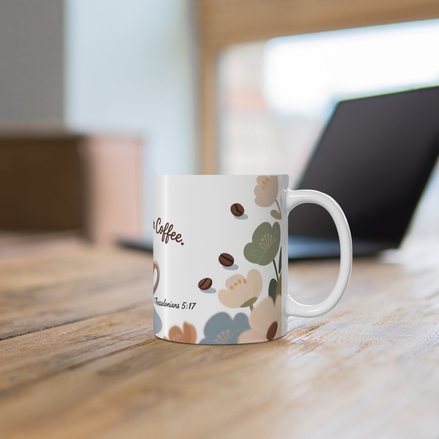 Morning Prayer Ceramic Mug — "Start with Prayer" 11oz Coffee Cup