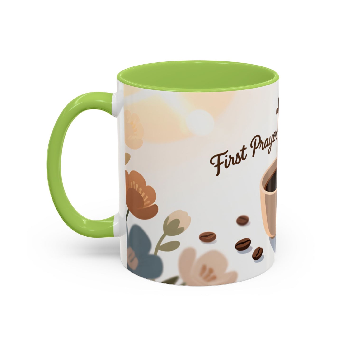 Prayer Then Coffee Mug — Christian Scripture Coffee Cup (1 Thessalonians 5:17) (Multi Color )