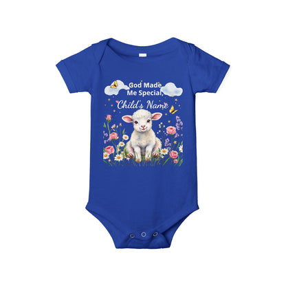 Infant Onesie - "God Made Me Special" Lamb Baby Bodysuit (What a Wonderful World)