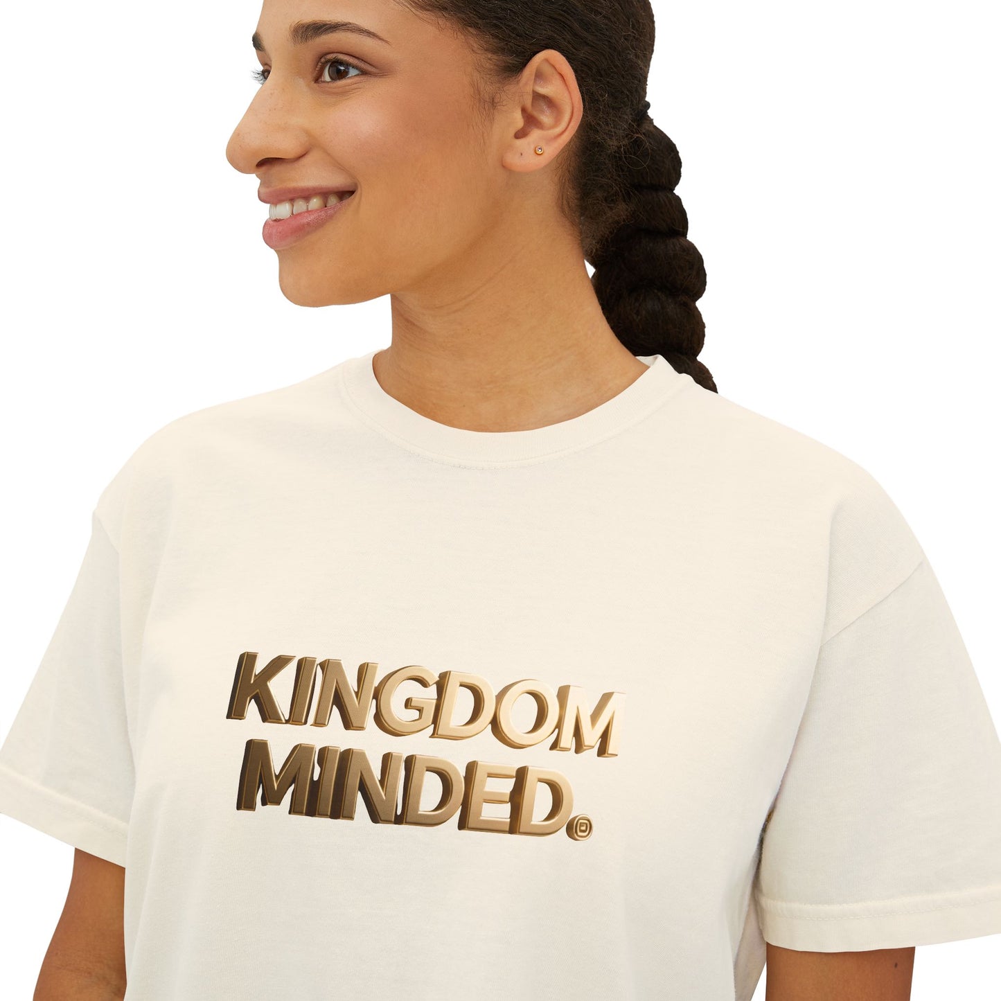 Kingdom Minded Boxy Tee — Women's Faith-Inspired Cropped T-Shirt