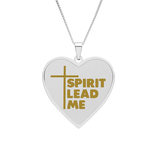 Heart Photo Pendant — “Spirit Lead Me” Religious Heart Necklace (Gold or Silver)