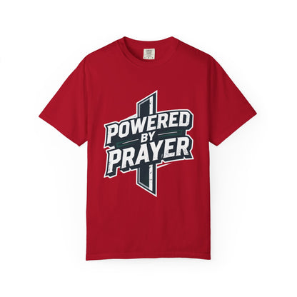 Powered by Prayer T‑Shirt — Faith Graphic Tee with Cross