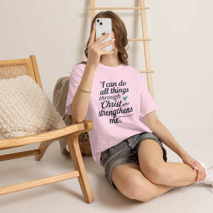 Inspirational Christian T-Shirt - "I Can Do All Things Through Christ" Bible Verse Tee