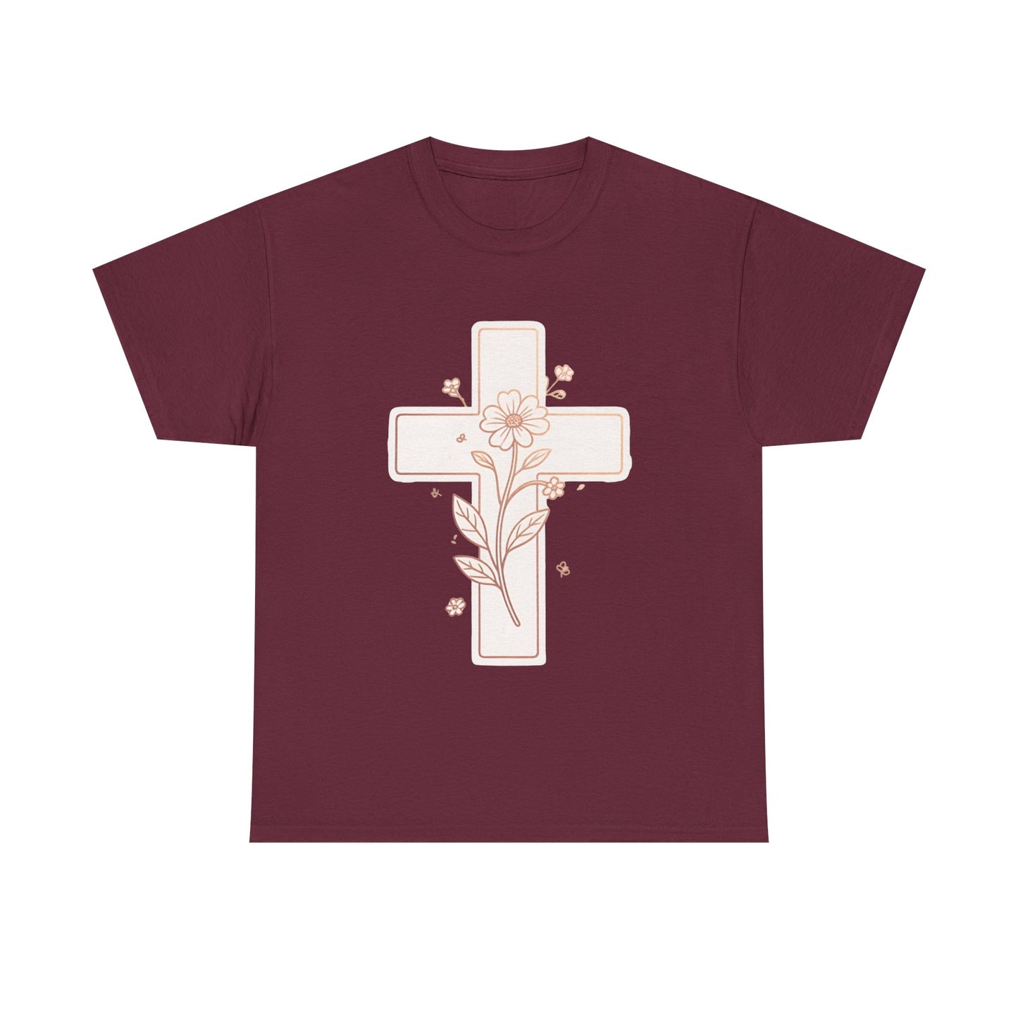 Floral Cross Tee — Delicate Bloom Christian T-Shirt