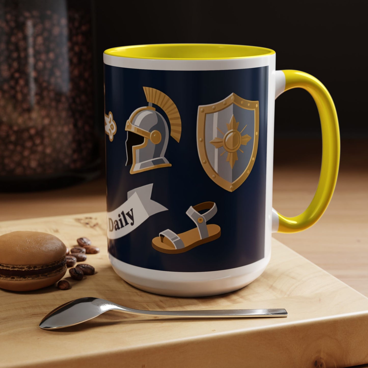 Christian Knight Coffee Mug — “Suit Up Daily” Accent Ceramic Mug