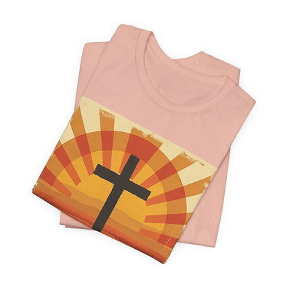 Jesus Saves Cross tee | Christian faith shirt, sunrise graphic | Perfect Gift for Mom and Dad | Friends and Family Shirt