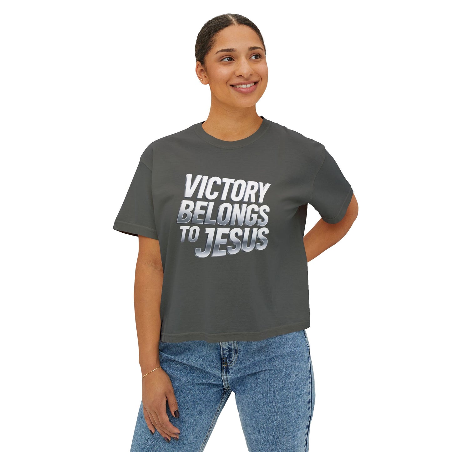 Victory Belongs to Jesus Boxy Tee — Christian Faith Graphic Tee