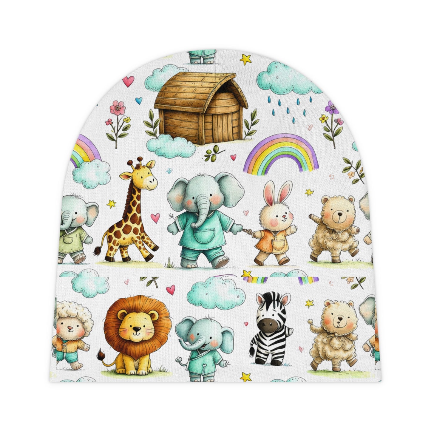 Cute Noah's Ark Baby Beanie — Animal Nursery Newborn Hat