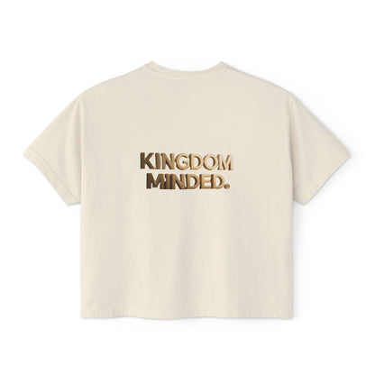 Kingdom Minded Boxy Tee — Women's Faith-Inspired Cropped T-Shirt