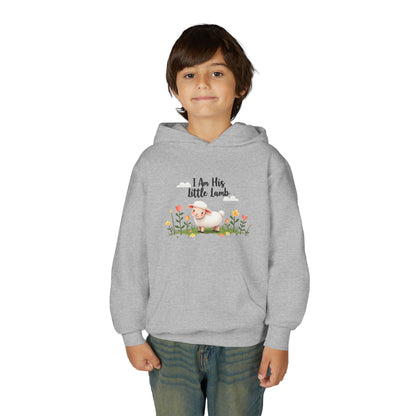 Youth Hoodie - "I Am His Little Lamb" Cute Floral Lamb Kids Pullover