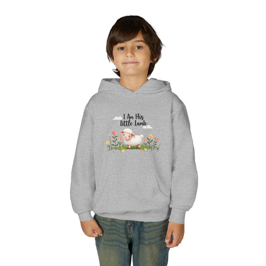 Youth Hoodie - "I Am His Little Lamb" Cute Floral Lamb Kids Pullover